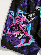 Men's Graphic Print Athletic Shorts with Relaxed Fit and Casual Beachwear Style