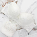 Lavender Butterfly Embroidery Push-Up Bra and High-Waist Panty Set