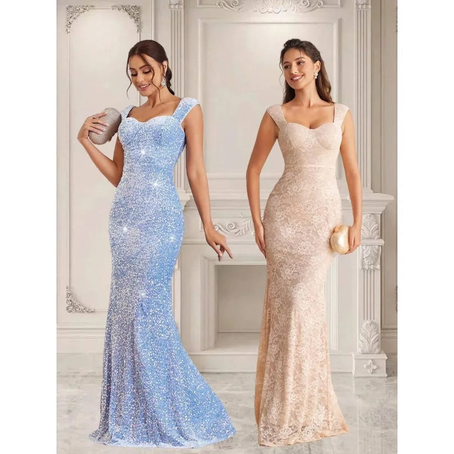 Sweetheart Neck Sequin Mermaid Maxi Dress With Sculpted Occasion Silhouette
