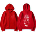 Anime Streetwear Zip Hoodie With Manga Style Graphic Back Artwork