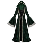 Hooded Gothic Fantasy Robe Dress with Elegant Long Silhouette