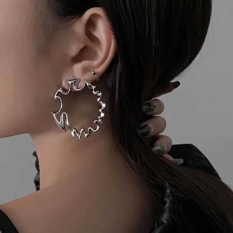 Oversized Twisted Hoop Earrings Alternative Fashion Statement Jewelry