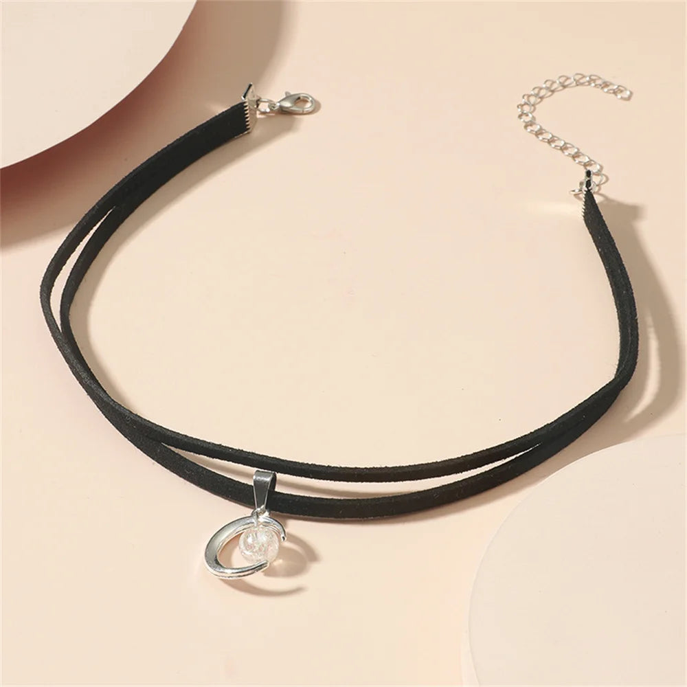 Celestial Moon Pendant Choker Necklace for Gothic Y2K and Dark Feminine Fashion Styling