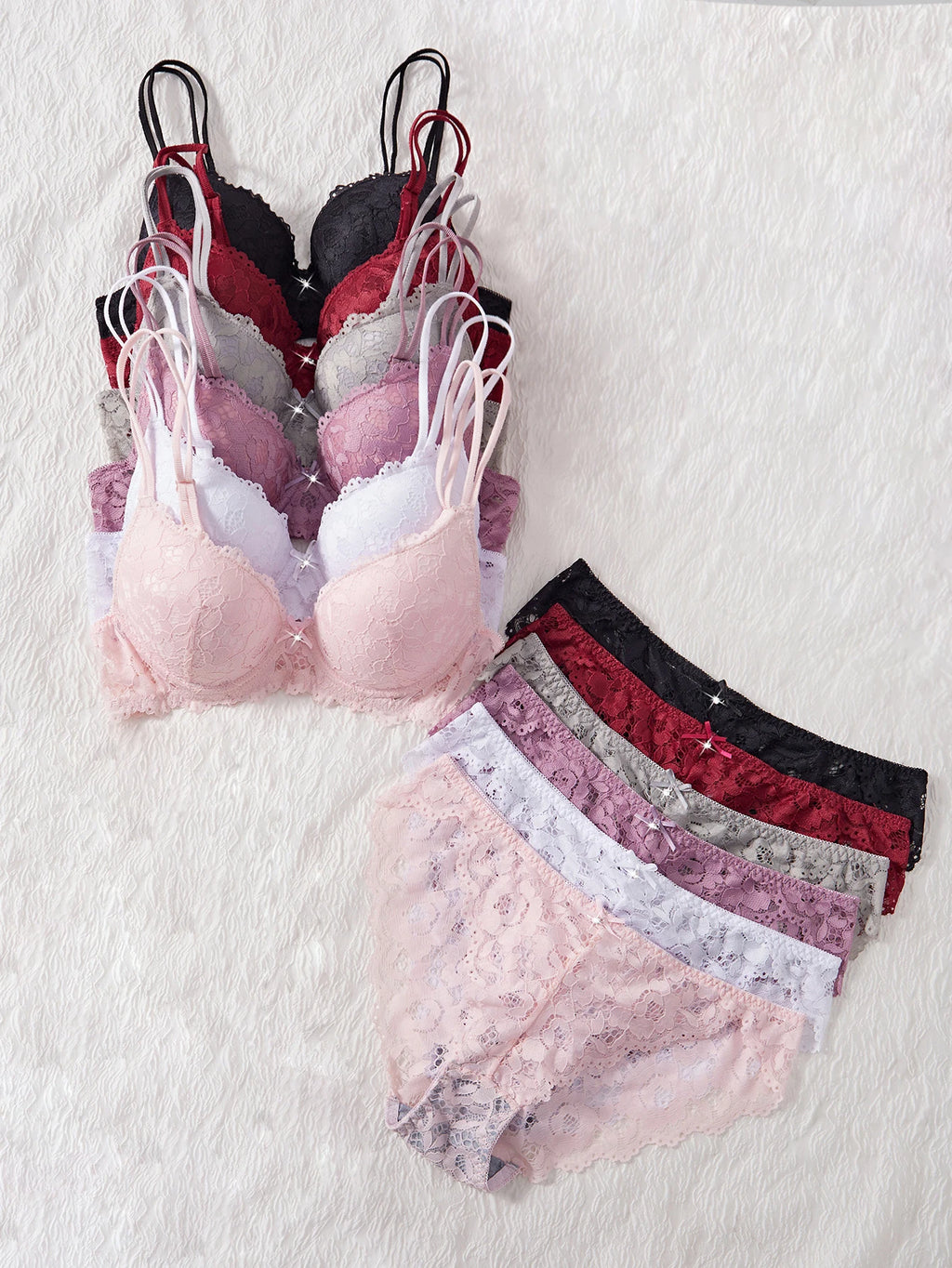 Elegant Floral Lace Scalloped Underwire Bra and Panty Set