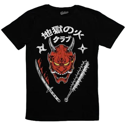 Japanese Demon Mask Manga Streetwear Oversized Gothic Graphic T-Shirt