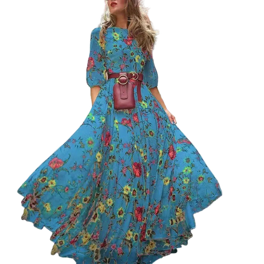 Vintage Floral Gothic Lolita Inspired Cottagecore Maxi Dress