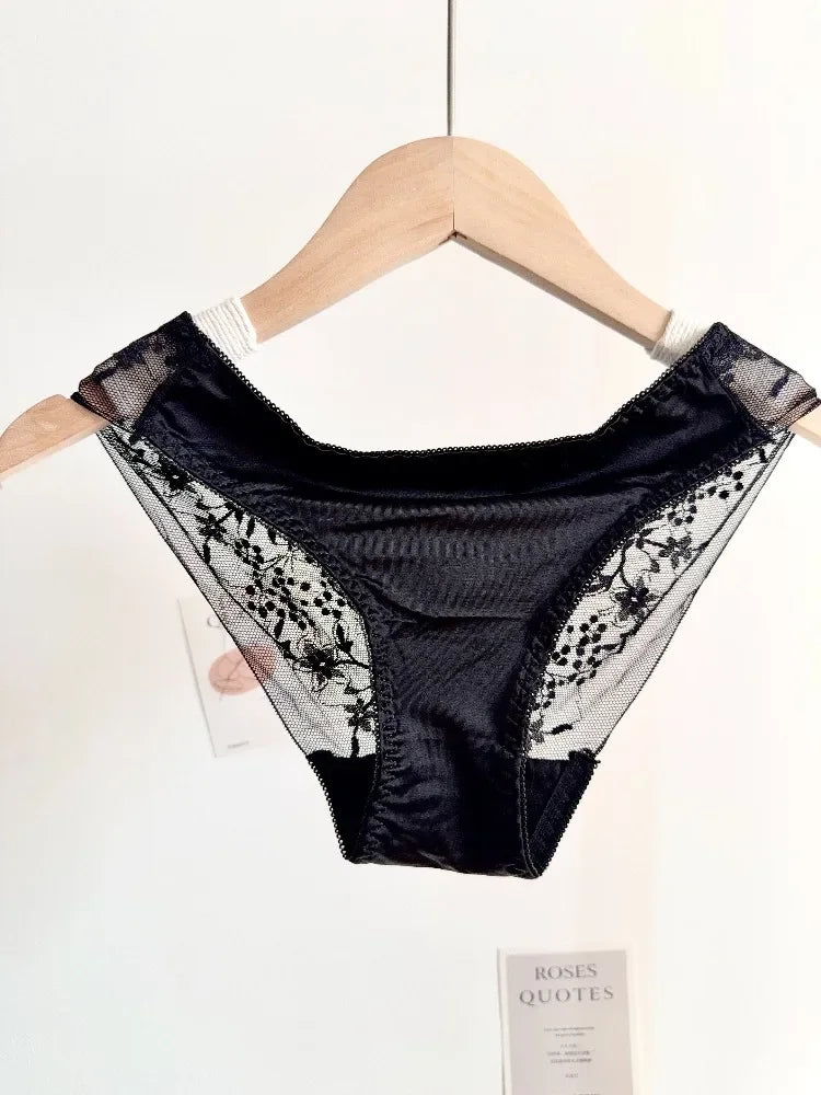 French-Inspired Satin and Lace Demi Balconette Bra and Panty Set