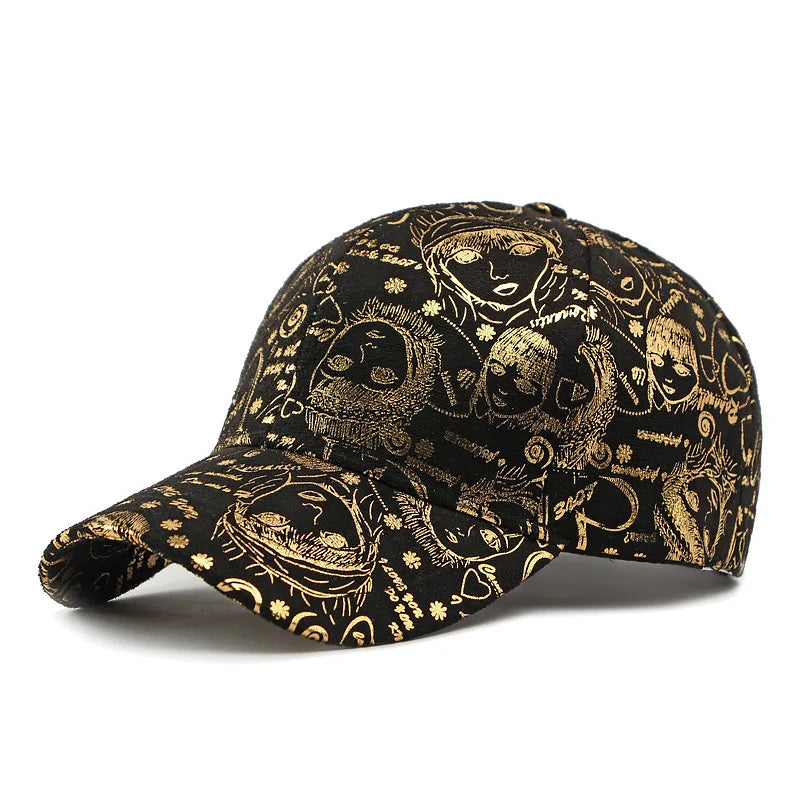 Abstract Graphic Print Baseball Cap Adjustable Curved Brim Urban Streetwear Fashion Hat