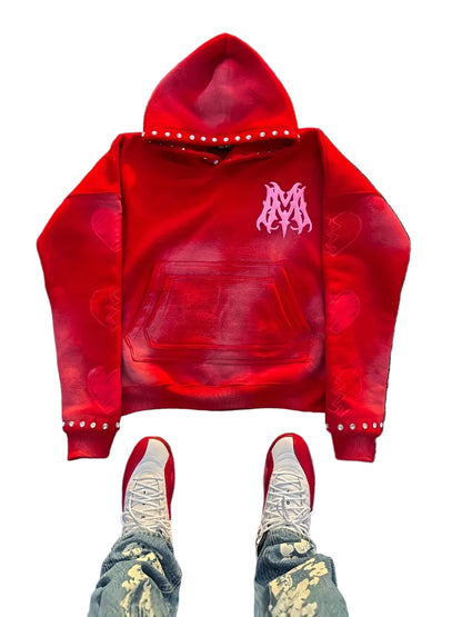 Women's Washed Graphic Oversized Hoodie with Decorative Stud Accents Streetwear Pullover Sweatshirt