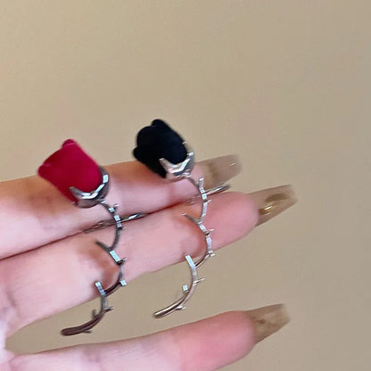 Rose Thorn Ear Cuff Clip Earrings for Dark Romantic Alternative Styling