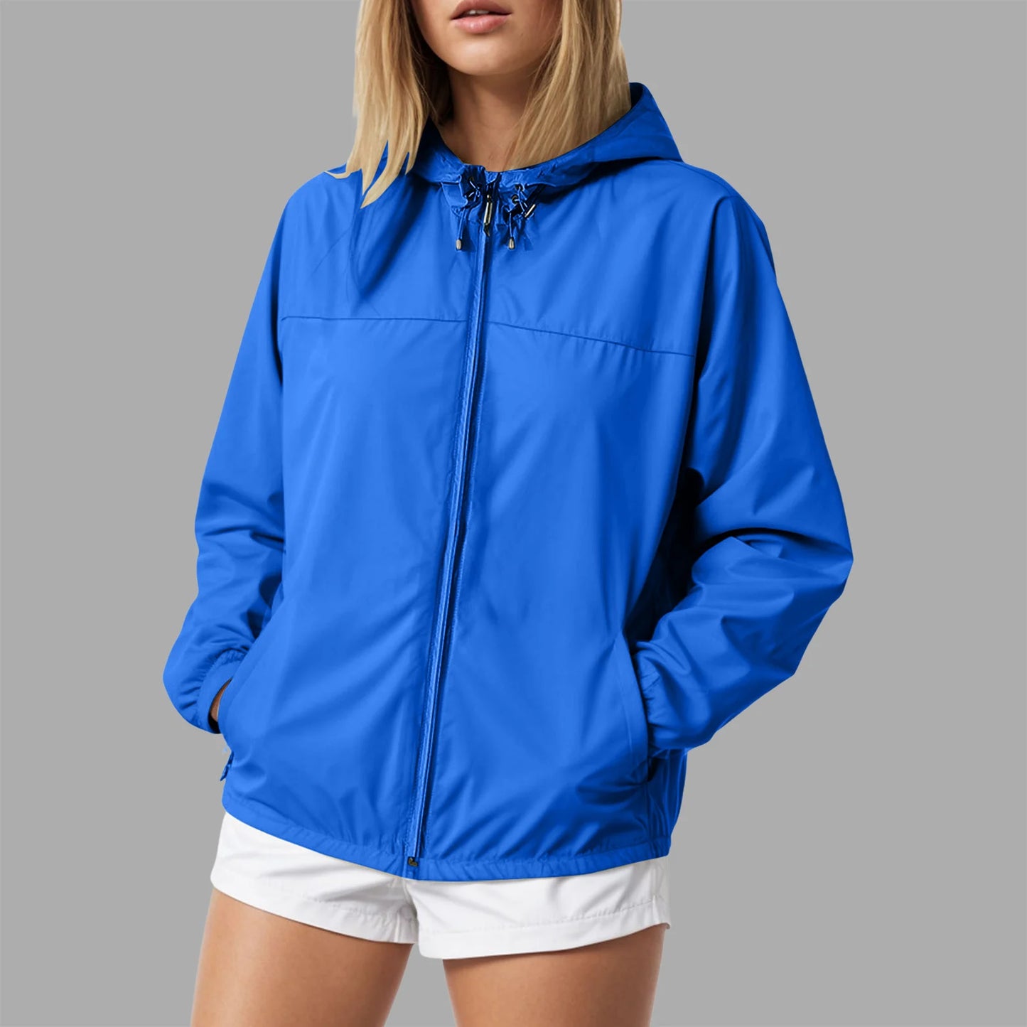 Women's Lightweight Hooded Zip-Up Windbreaker Jacket for Everyday Streetwear Layering