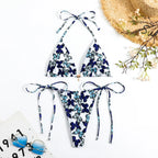 Fierce Tiger Print Triangle String Bikini with Adjustable Ties