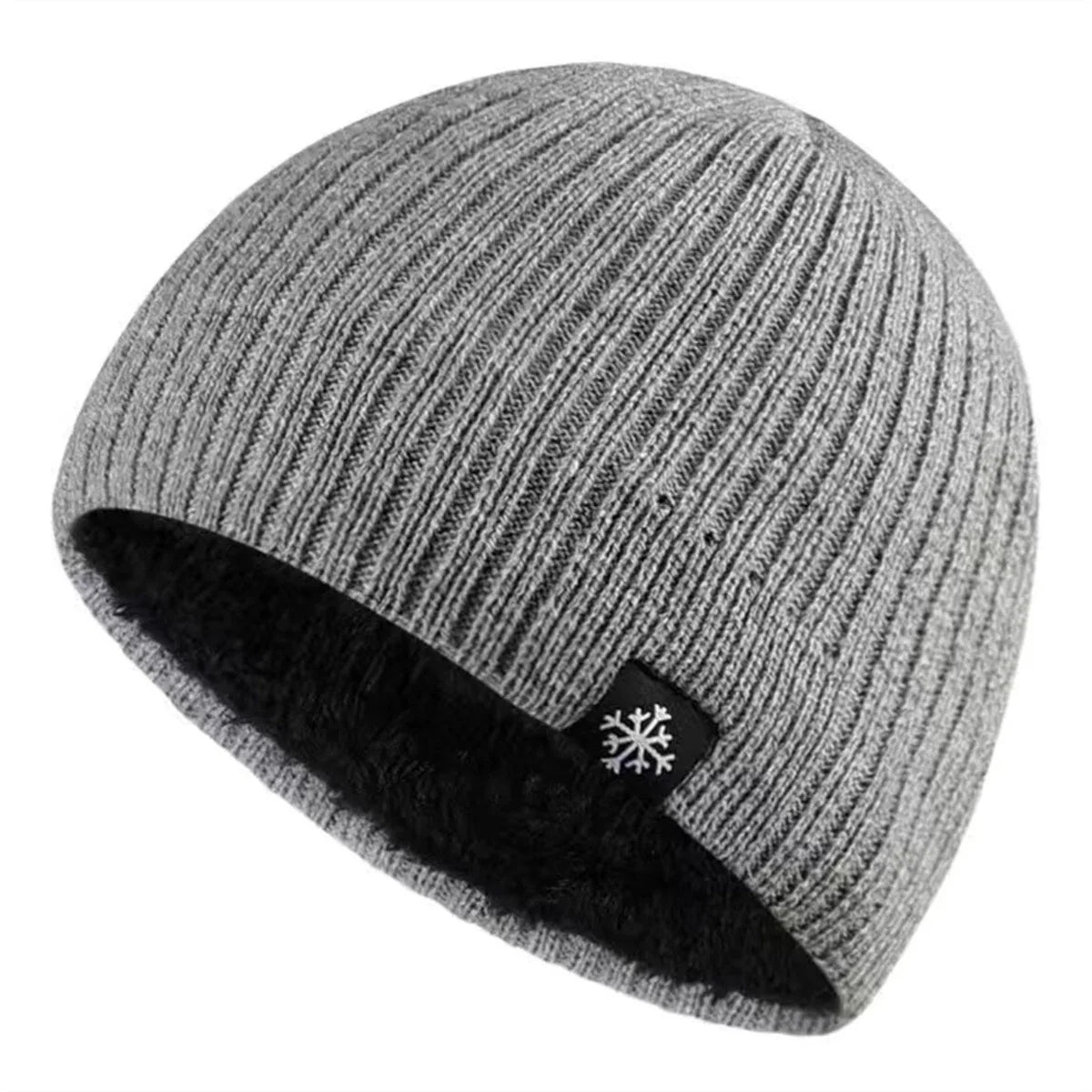 Thick Fleece Lined Cotton Knit Beanie with Ear Coverage for Outdoor Winter Streetwear Style