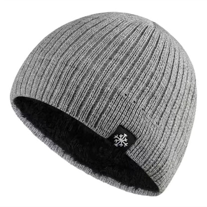Thick Fleece Lined Cotton Knit Beanie with Ear Coverage for Outdoor Winter Streetwear Style