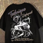 Oversized Streetwear Graphic Cotton T-Shirt with Abstract Sketch Artwork and Urban Casual Style