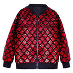 Men's Reflective Pattern Zip-Up Streetwear Bomber Jacket with Textured Finish