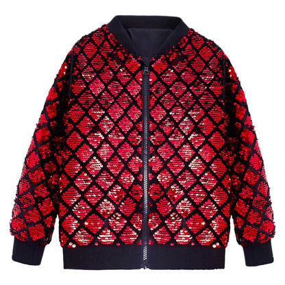 Men's Reflective Pattern Zip-Up Streetwear Bomber Jacket with Textured Finish