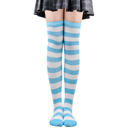 Striped Over-the-Knee Socks with Stretch Knit Design for Everyday Streetwear and Y2K Styling