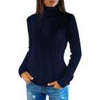 Women's Cable Knit Turtleneck Slim Fit Pullover Sweater With Textured Finish
