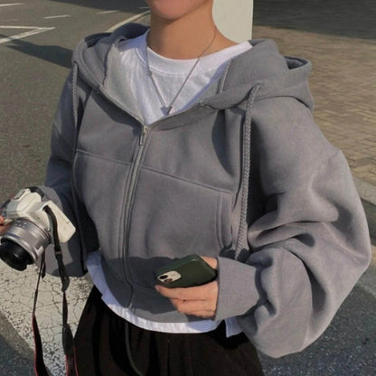 Oversized Plush Lined Zip Hoodie with Relaxed Fit and Everyday Comfort