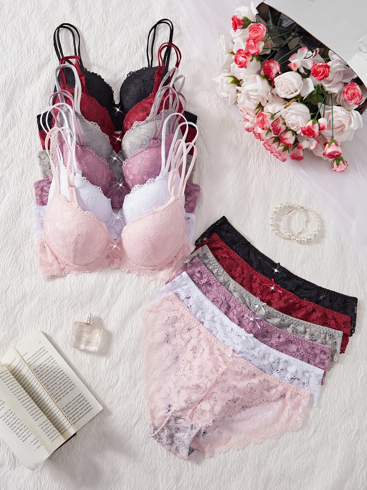 Contour Push-Up Lace Bra and Matching Scalloped Hipster Panty Everyday Intimates Set