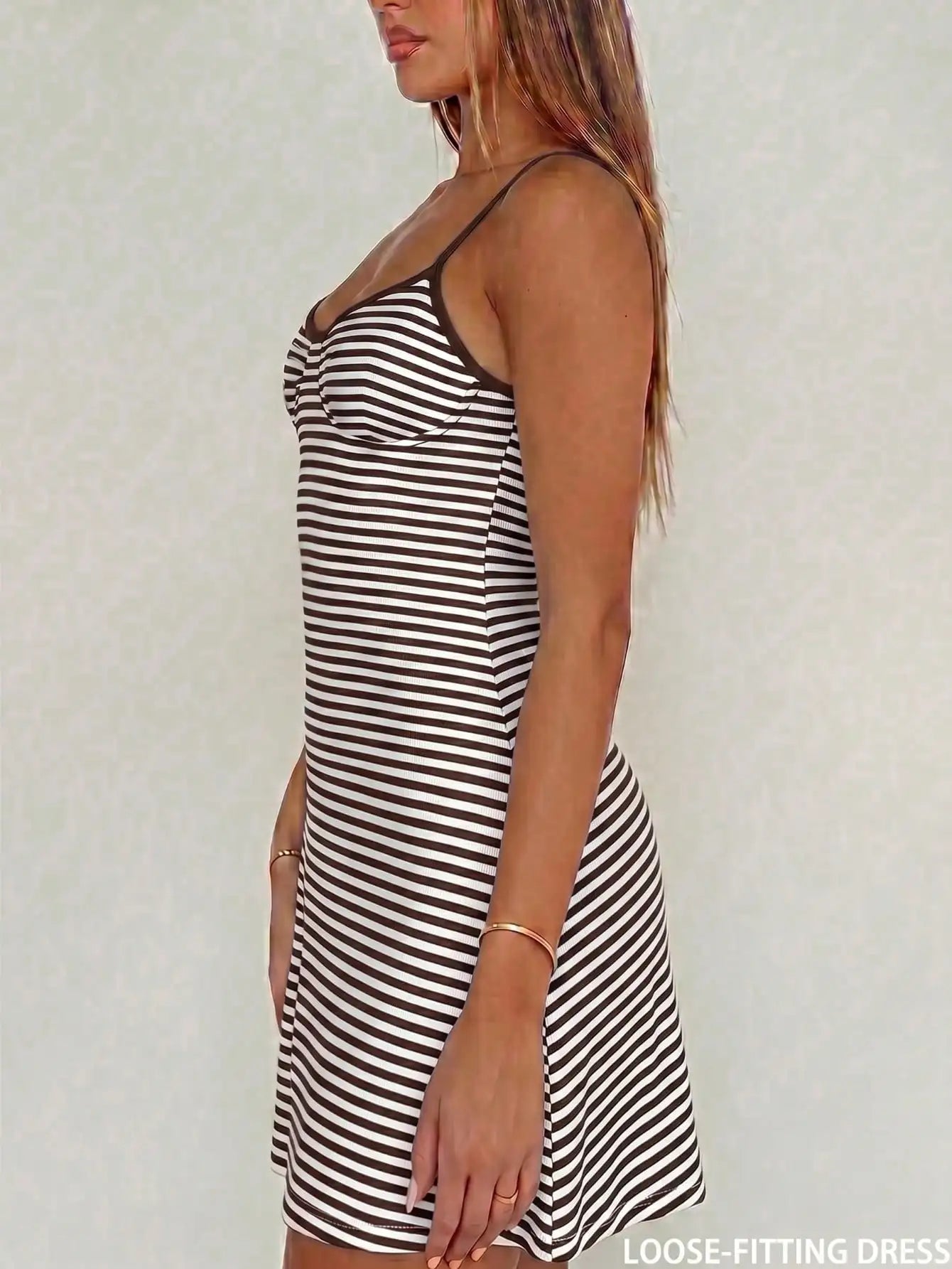 Striped Spaghetti Strap Mini Dress with Relaxed Fit Contemporary Vacation Style