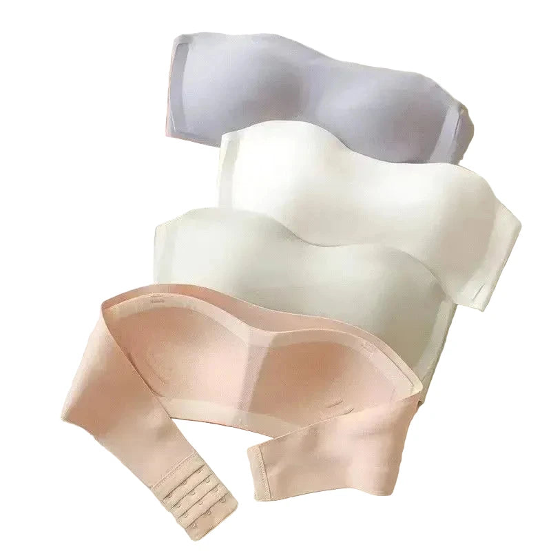 Seamless Strapless Tube Top Bra with Hook-and-Eye Back Closure