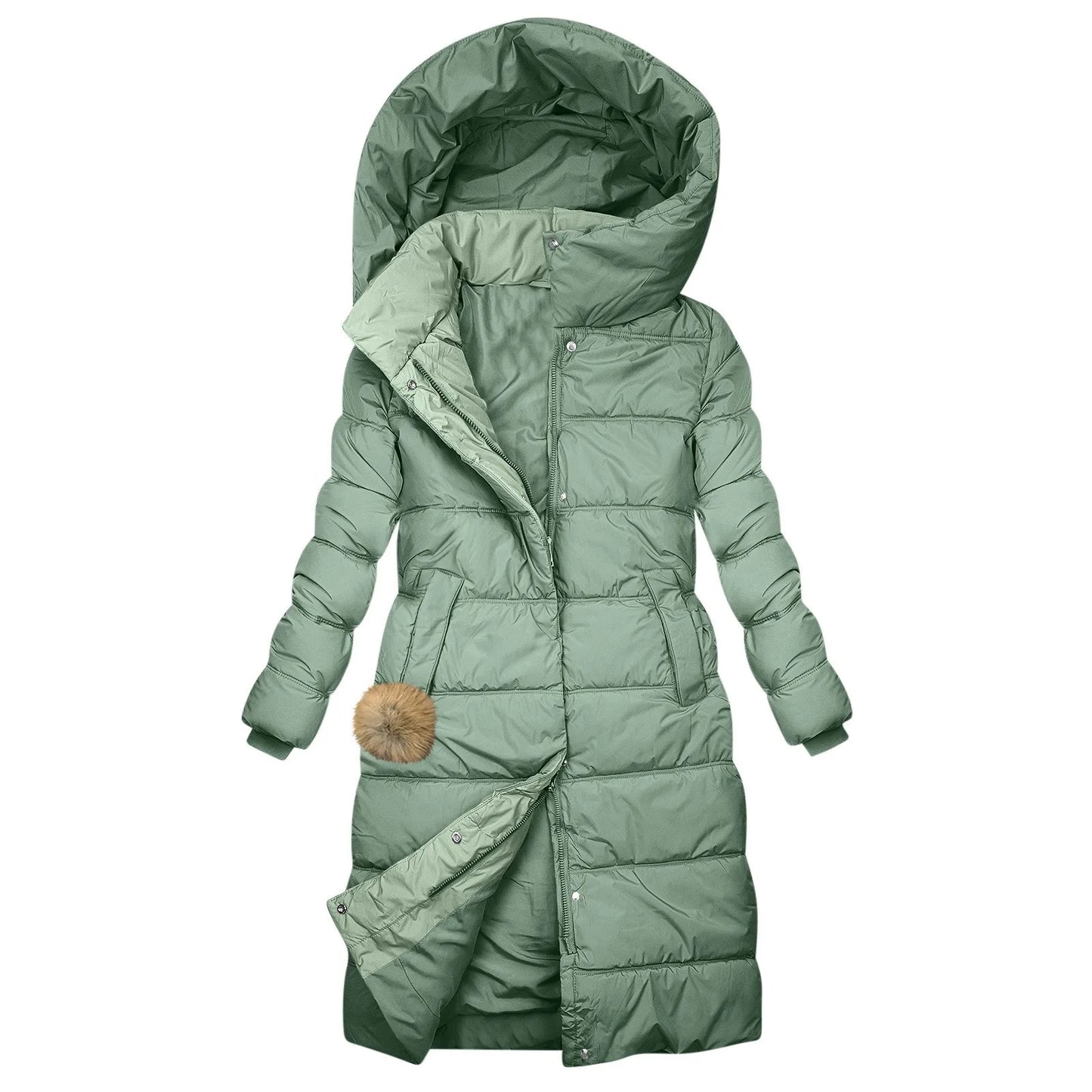Women's Hooded Quilted Puffer Jacket Warm Casual Winter Zip-Up Outerwear Coat