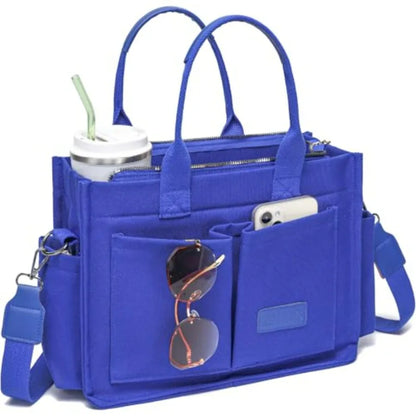 Utility Style Large Capacity Tote Shoulder Bag with Multi Pocket Design