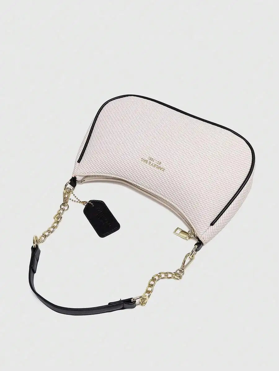 Crescent Chain Strap Shoulder Bag with Compact Y2K Inspired Silhouette