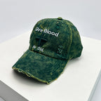 Vintage Embroidered Adjustable Cotton Baseball Cap with Distressed Finish for Casual Streetwear Fashion