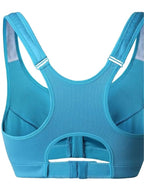 Vibrant Blue Zip-Front Sports Bra with Thick Shoulder Straps and Scoop Neck