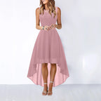 Sleeveless High Low Maxi Dress With Waist Tie Detail