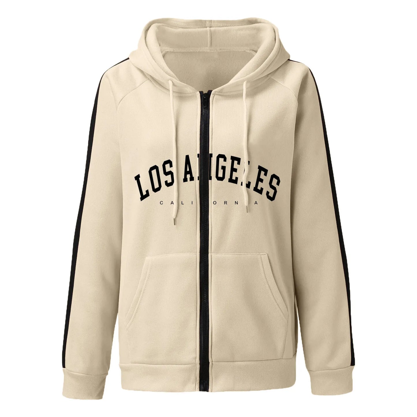 Women's Oversized Zip-Up Hoodie with Typography Graphic Relaxed Streetwear Everyday Style