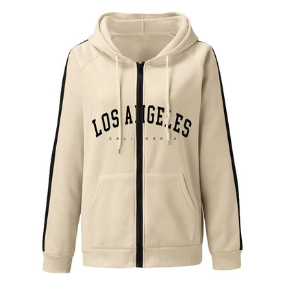 Women's Oversized Zip-Up Hoodie with Typography Graphic Relaxed Streetwear Everyday Style