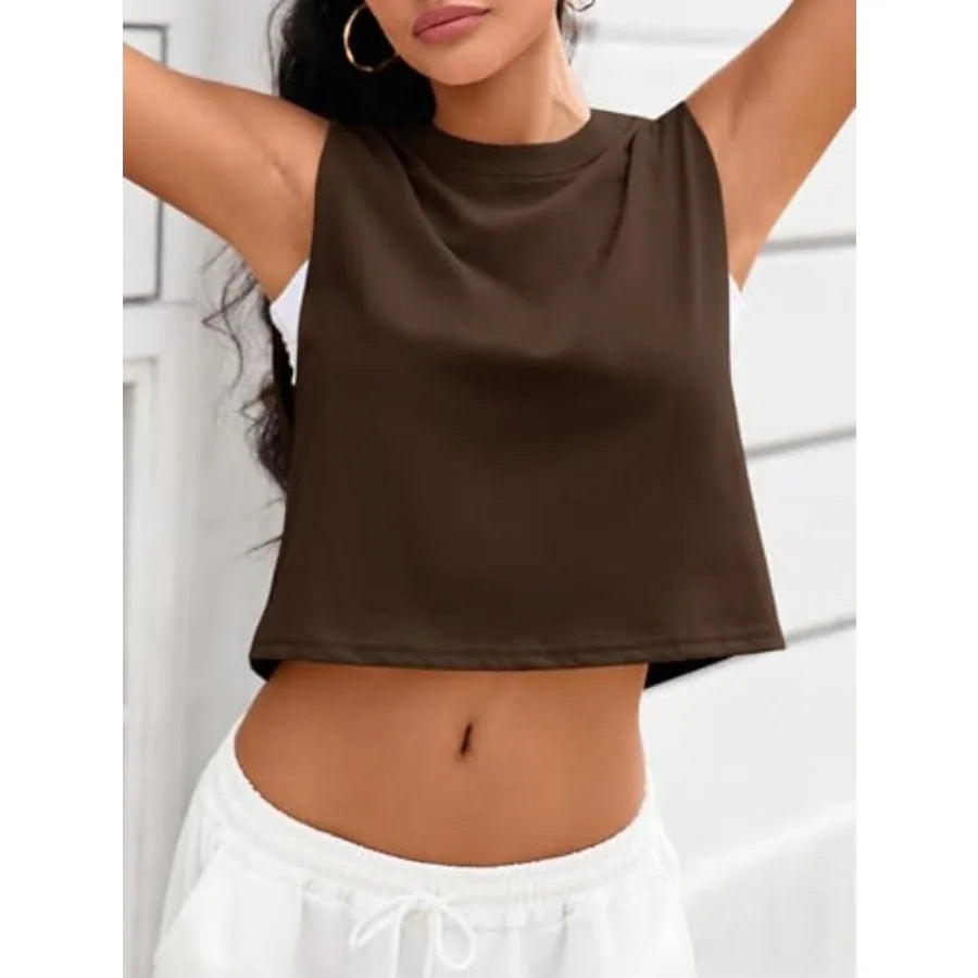 Women's Boxy Cropped Tank Top for Casual Athletic Streetwear Everyday Summer Comfort Style