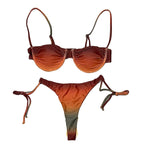 Color-Block Underwire Bikini Set with Plunge Neckline and Contrast Binding