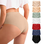 7-Piece Women’s High-Waisted Seamless Briefs Set with Smooth-Looking Stretch Fabric and Assorted Solid Colors