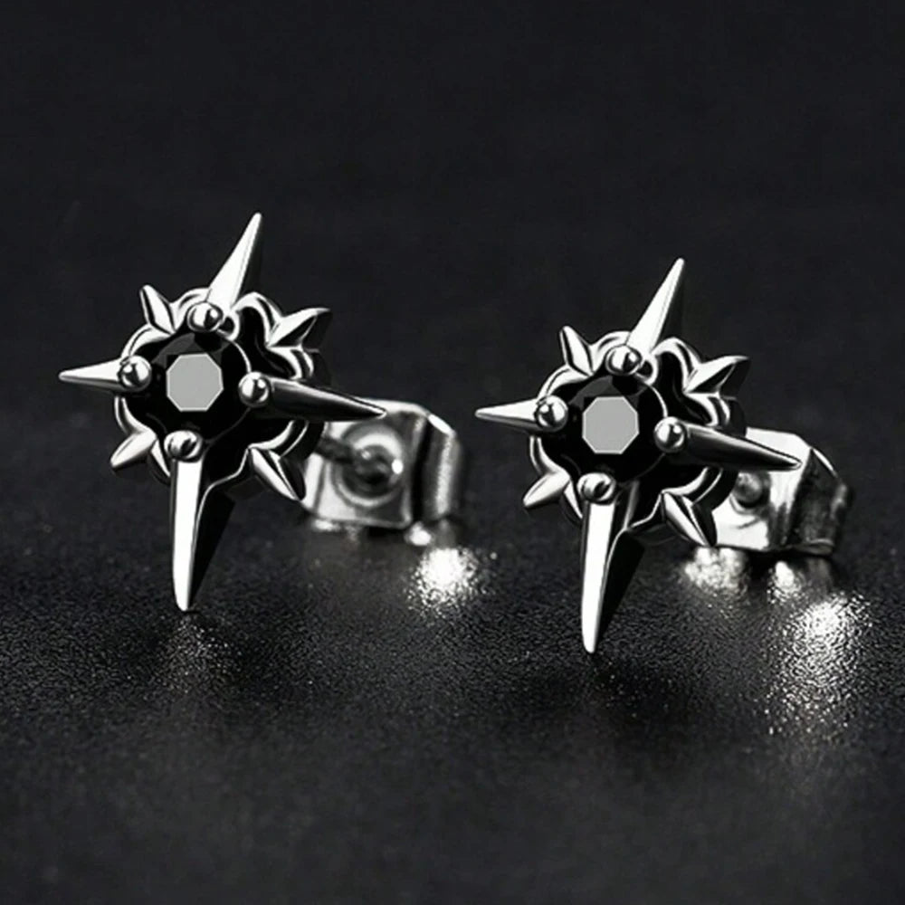 Celestial Star Stud Earrings With Alternative Gothic Statement Sparkle Design