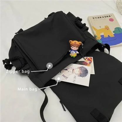 Large Capacity Nylon Crossbody Messenger Bag with Utility Pocket Streetwear Design