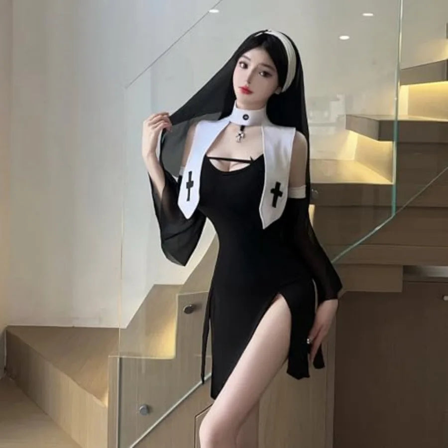 Modern Asymmetrical Split Hem Mini Dress With Statement Collar And Flared Sleeves