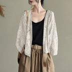 Women's Open Front Lightweight Knit Cardigan with Relaxed Three Quarter Sleeves