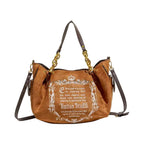 Vintage Inspired Graphic Tote Bag with Chain Accents Large Capacity Design