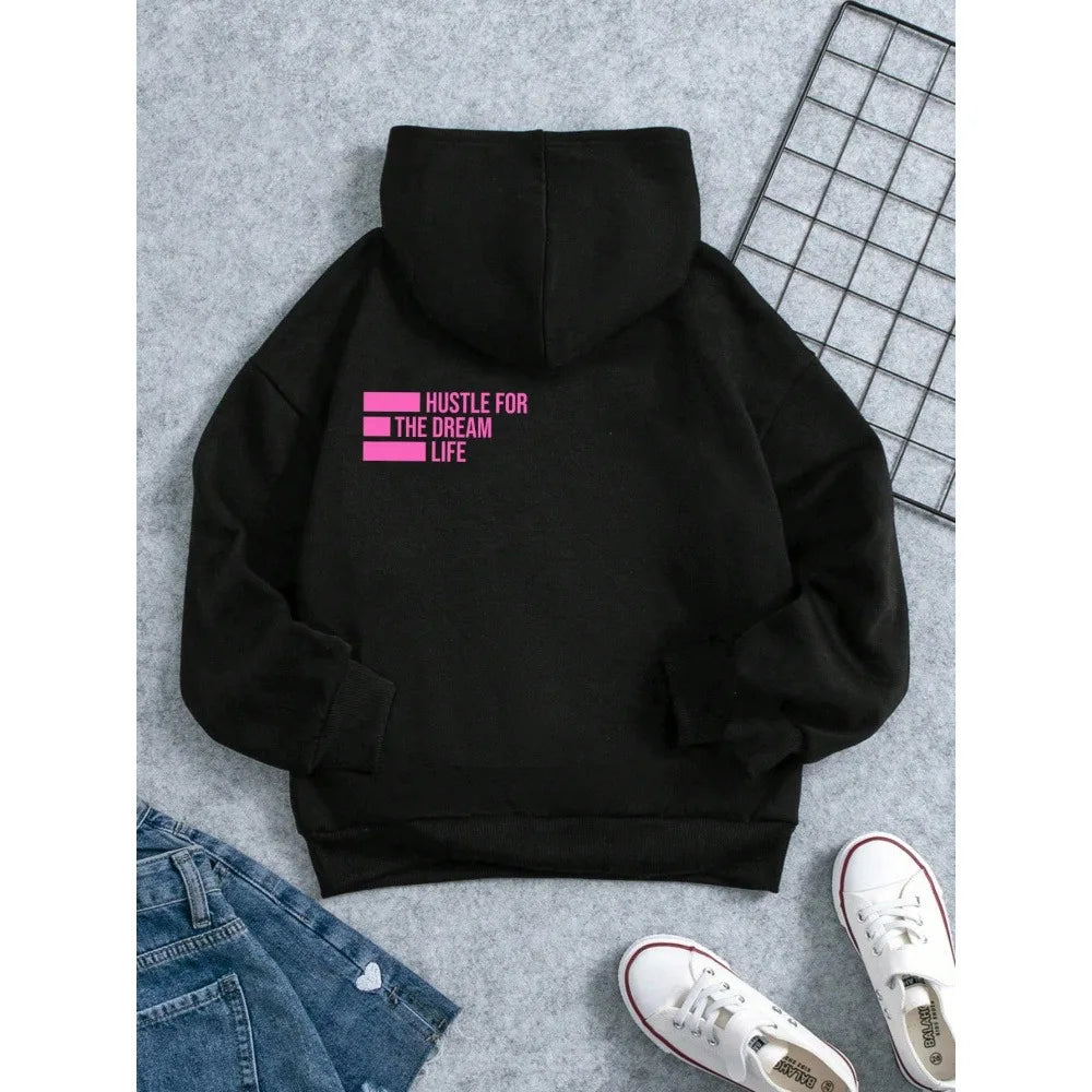 Women's Oversized Graphic Hooded Sweatshirt for Relaxed Contemporary Casual Streetwear Fashion