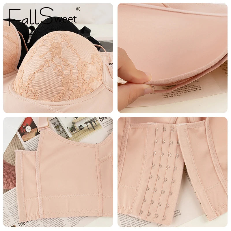 Longline Lace-Trim Underwire Minimizer Bra with Full Back Coverage