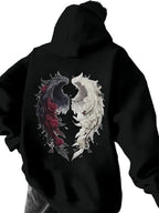 Oversized Anime Hoodie with Yin Yang Manga Streetwear Artwork
