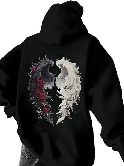 Oversized Anime Hoodie with Yin Yang Manga Streetwear Artwork