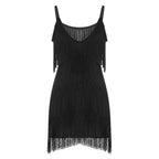 Fringe Tassel Sleeveless Mini Dress with Statement Textured Silhouette