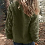 Women's Plush Teddy Fleece Zip Jacket with Relaxed Hooded Everyday Comfort Style