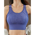 Olive Green Full-Coverage Sports Bra with Racerback Keyhole and Wide Band